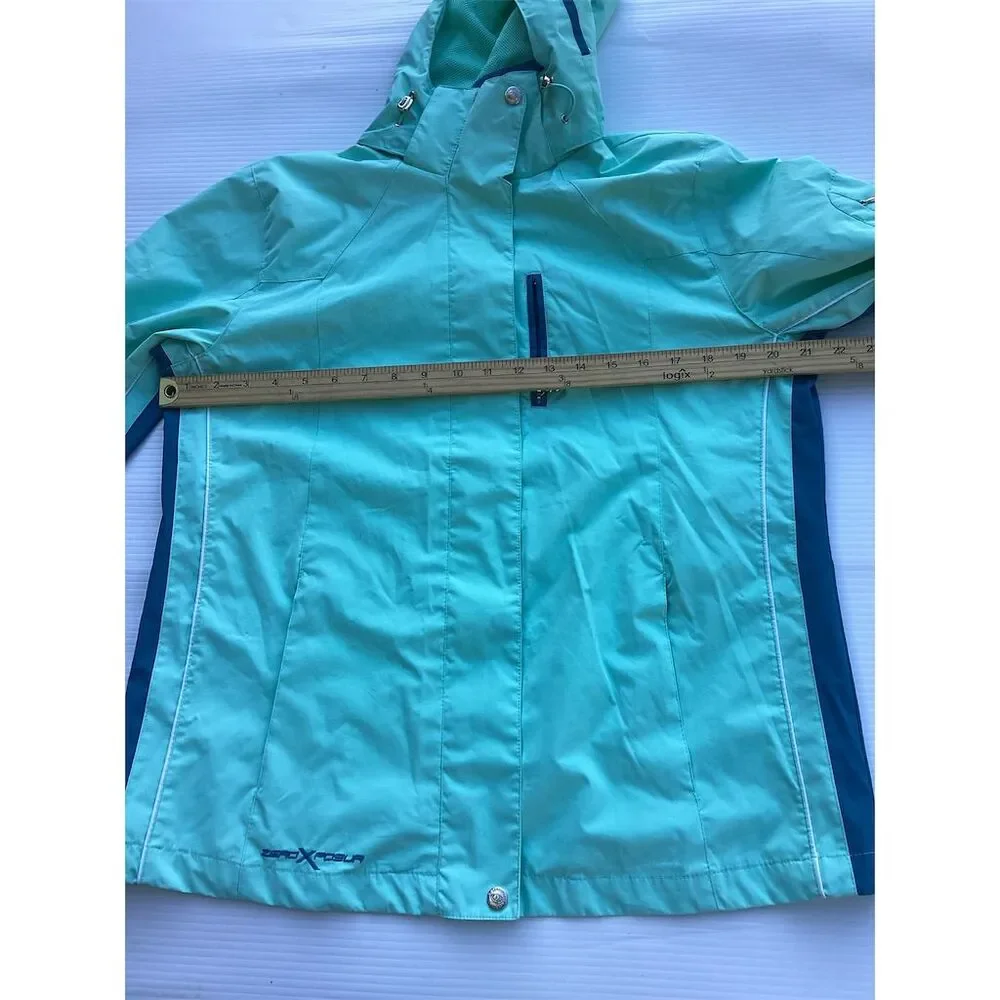 ZeroXposur Women's Aqua‎ Blue Hooded Rain Jacket Windbreaker Size S